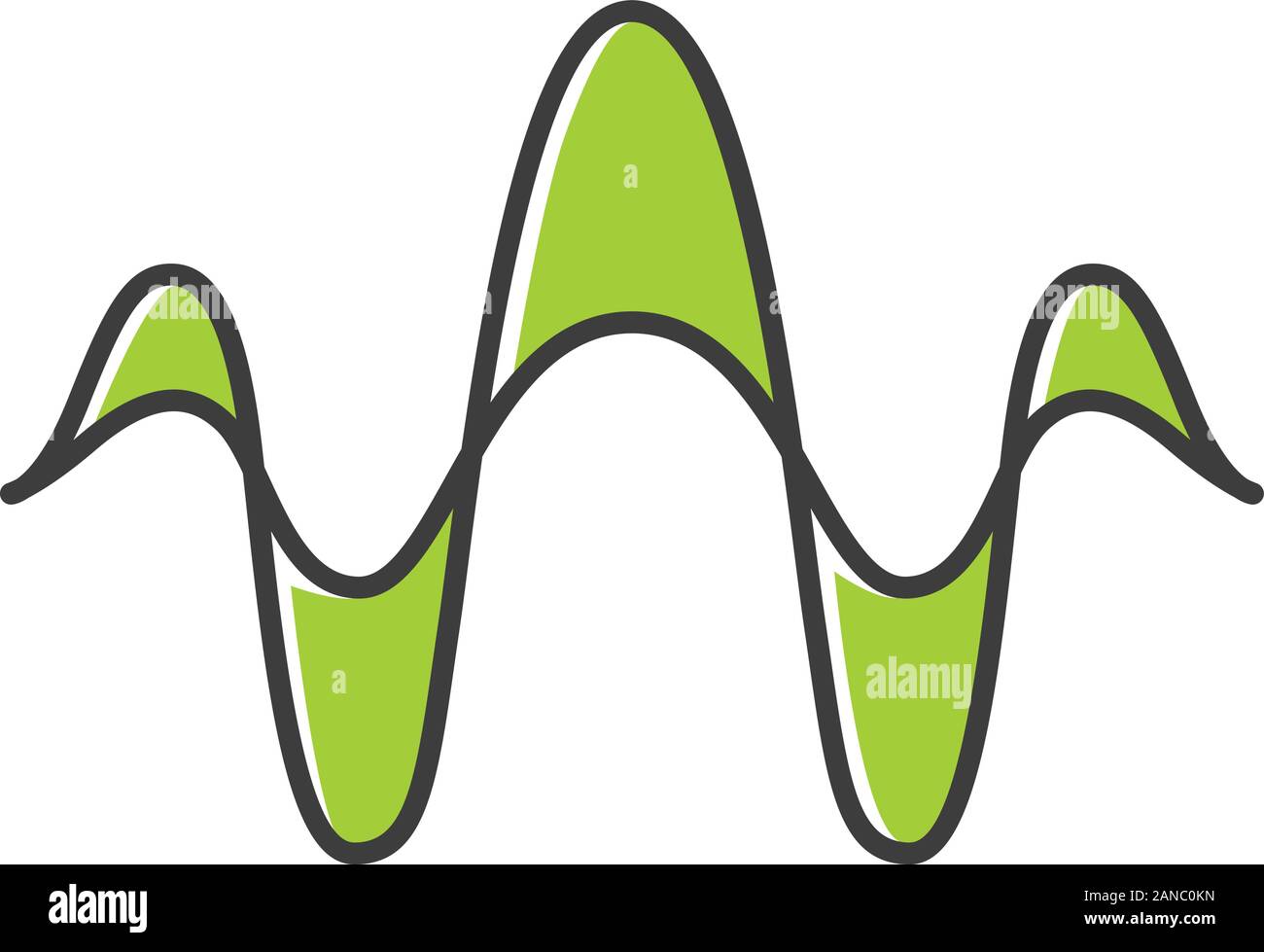 Green abstract overlapping waves color icon. Sound, audio, music rhythm ...