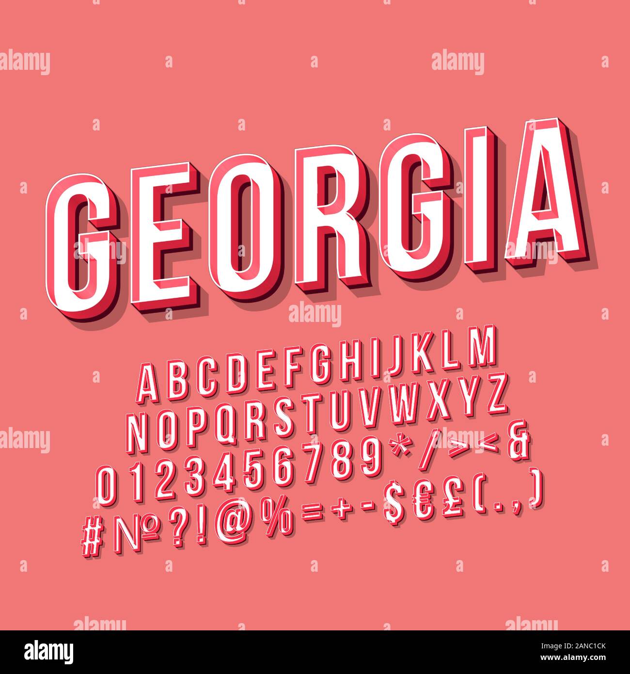 Georgia Vintage 3d Vector Lettering Retro Bold Font Typeface
