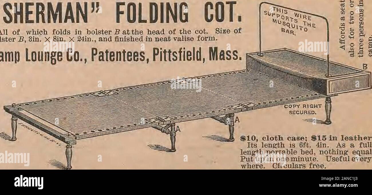 Forest And Stream Pittsfleld Mass Cuts Free Full Length Cot In This Case 10 Lounge In This Case 8 Sold Everywhere By The Trade Ss10 Cloth Case 15 In Leather Its Length Is 6ft
