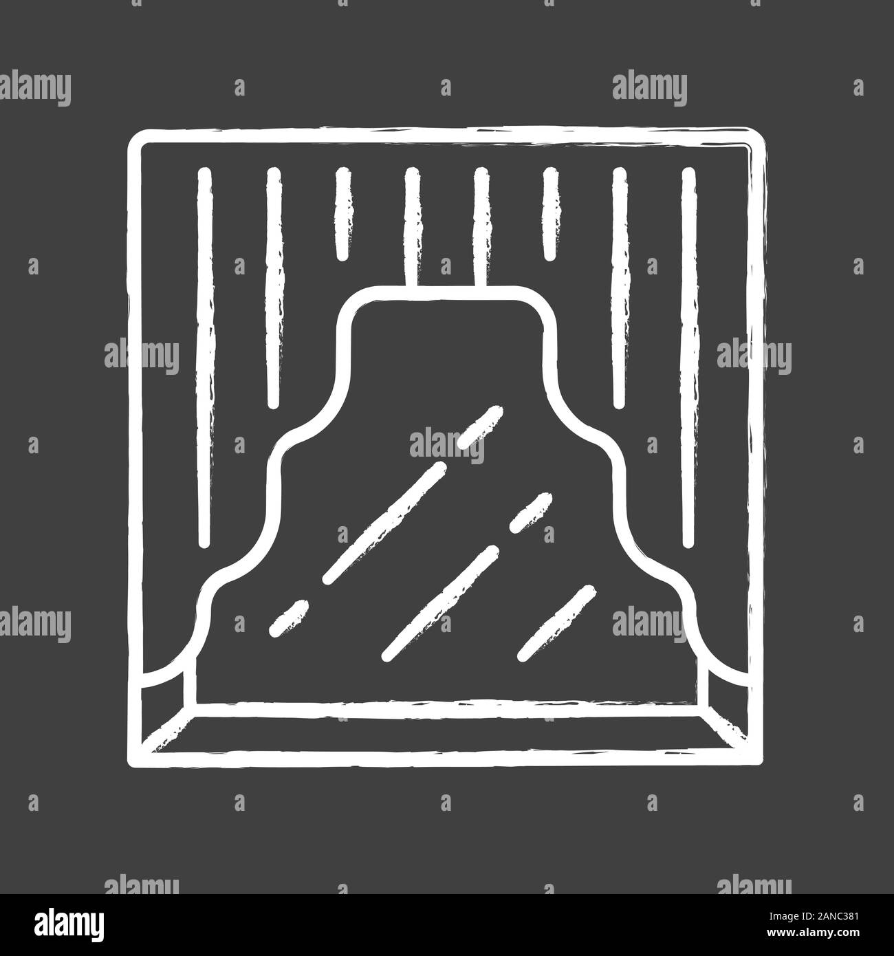 Swag over window chalk icon. Curtains pelmet. Lambrequin hanging on cornice drooping curve. Fabric for window and door decoration. Home interior decor Stock Vector