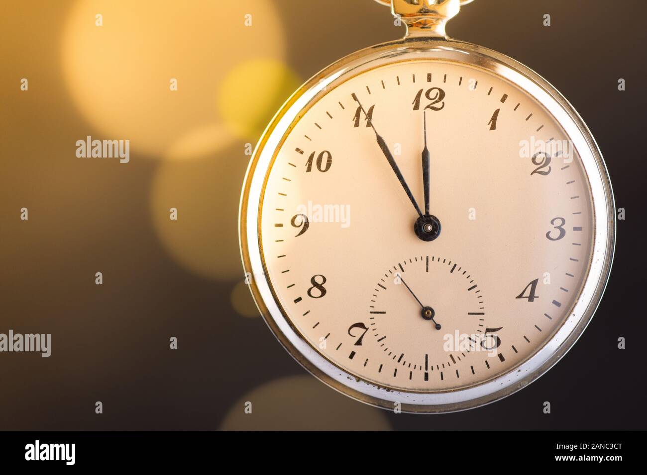 Rustic Pocket Watch. Deadline, Running Out of Time and Urgency. Time Passing Concept. Stock Photo