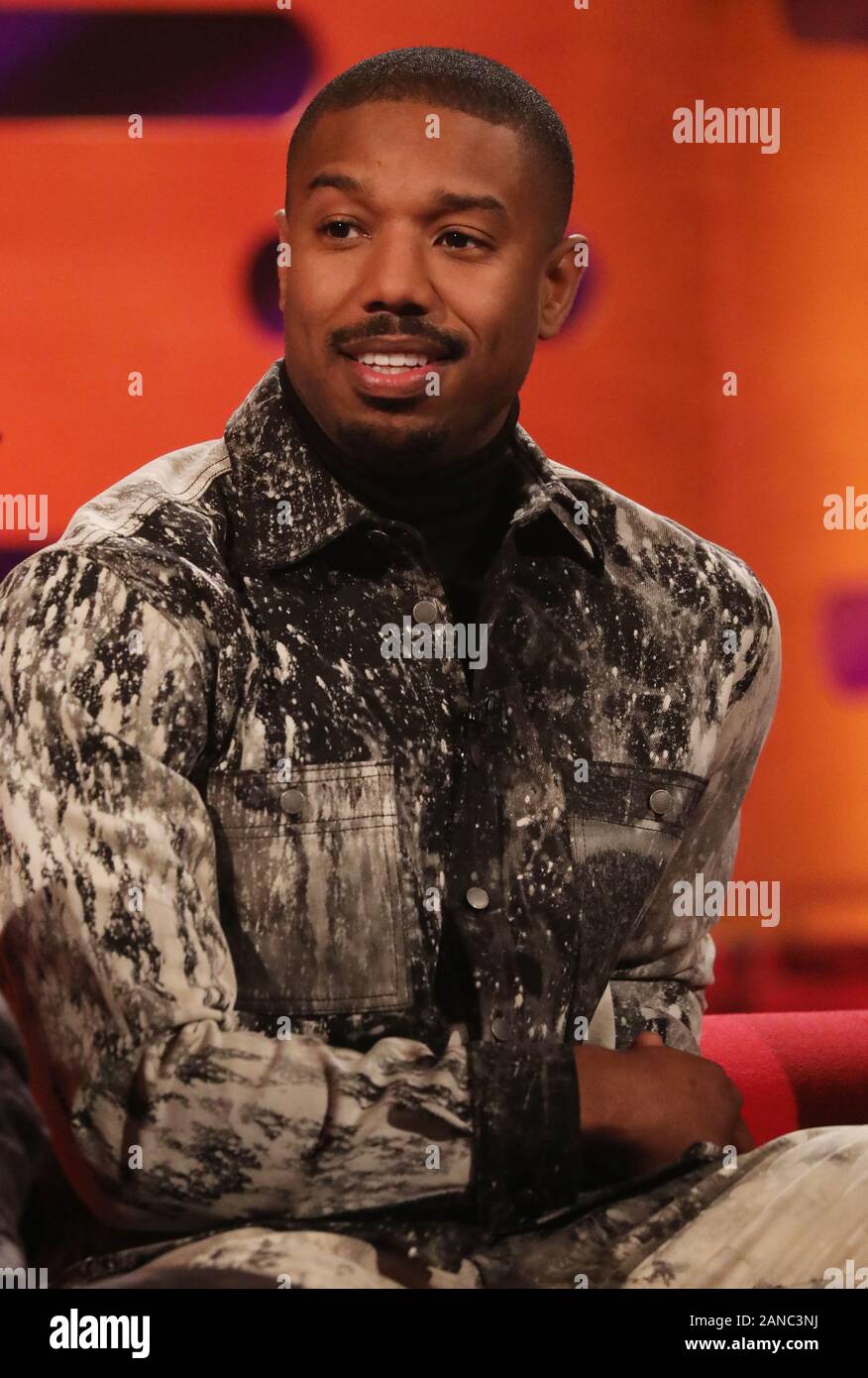 skarpt Dronning Arbejdsgiver Michael B Jordan during the filming for the Graham Norton Show at BBC  Studioworks 6 Television Centre, Wood Lane, London, to be aired on BBC One  on Friday evening Stock Photo - Alamy