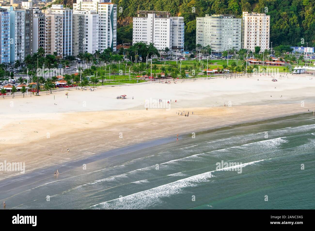 Sao Vicente - SP, Brazil - November 21, 2019: Aerial view of a Praia do Itarare beach - Sao Vicente SP Brazil. Stock Photo