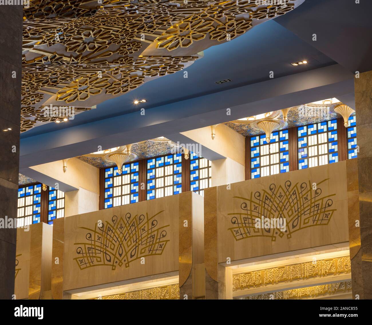 interior vaulting and decoration, Grand Mosque, Kuwait Stock Photo Alamy