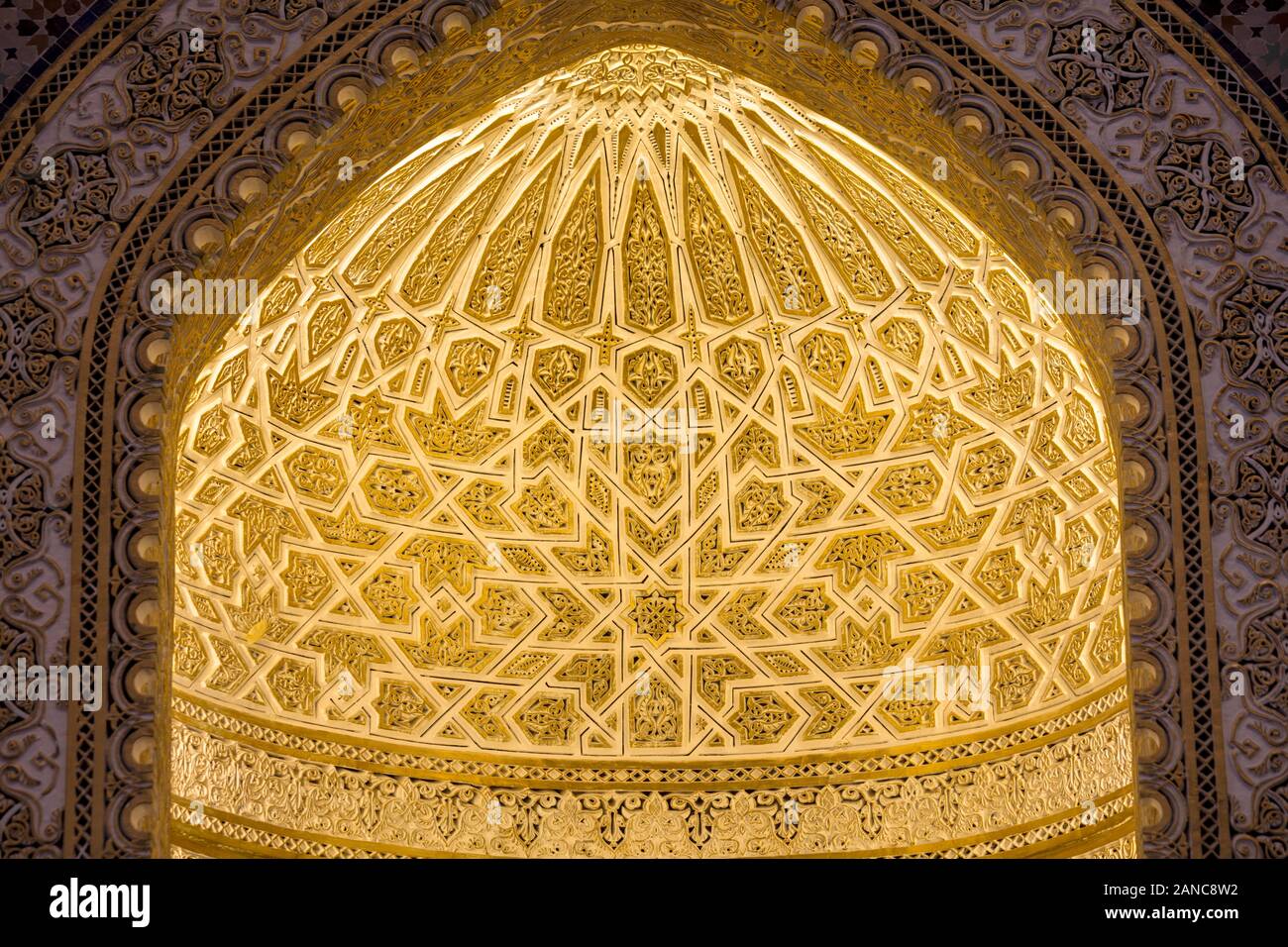 decorated stucco mihrab, Grand Mosque, Kuwait Stock Photo