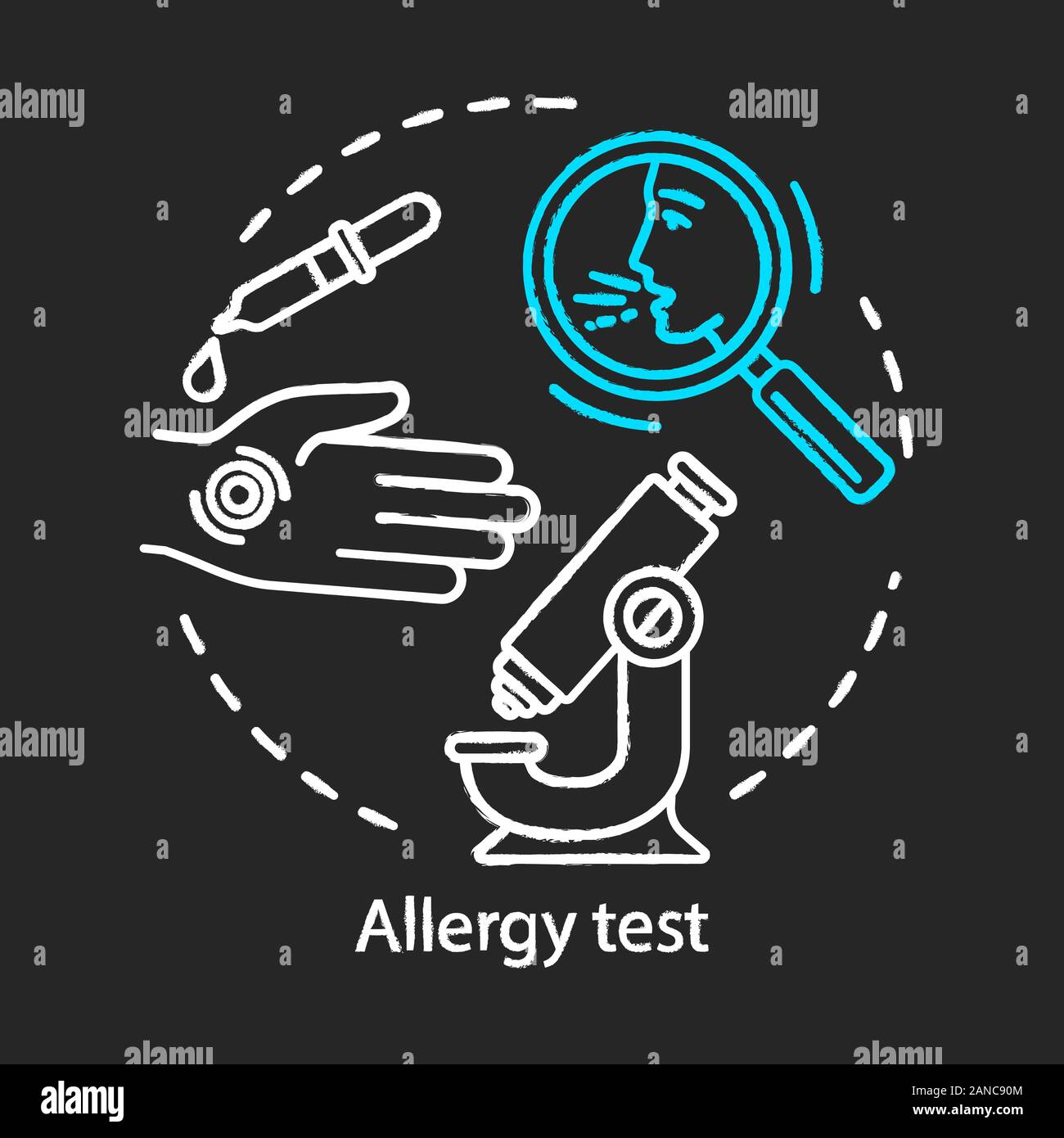 Allergy test chalk concept icon. Allergic reaction diagnosis idea