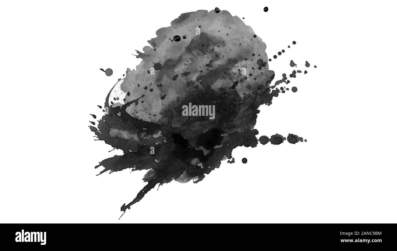 Ink watercolor paint splatter splash Black and White Stock Photos ...