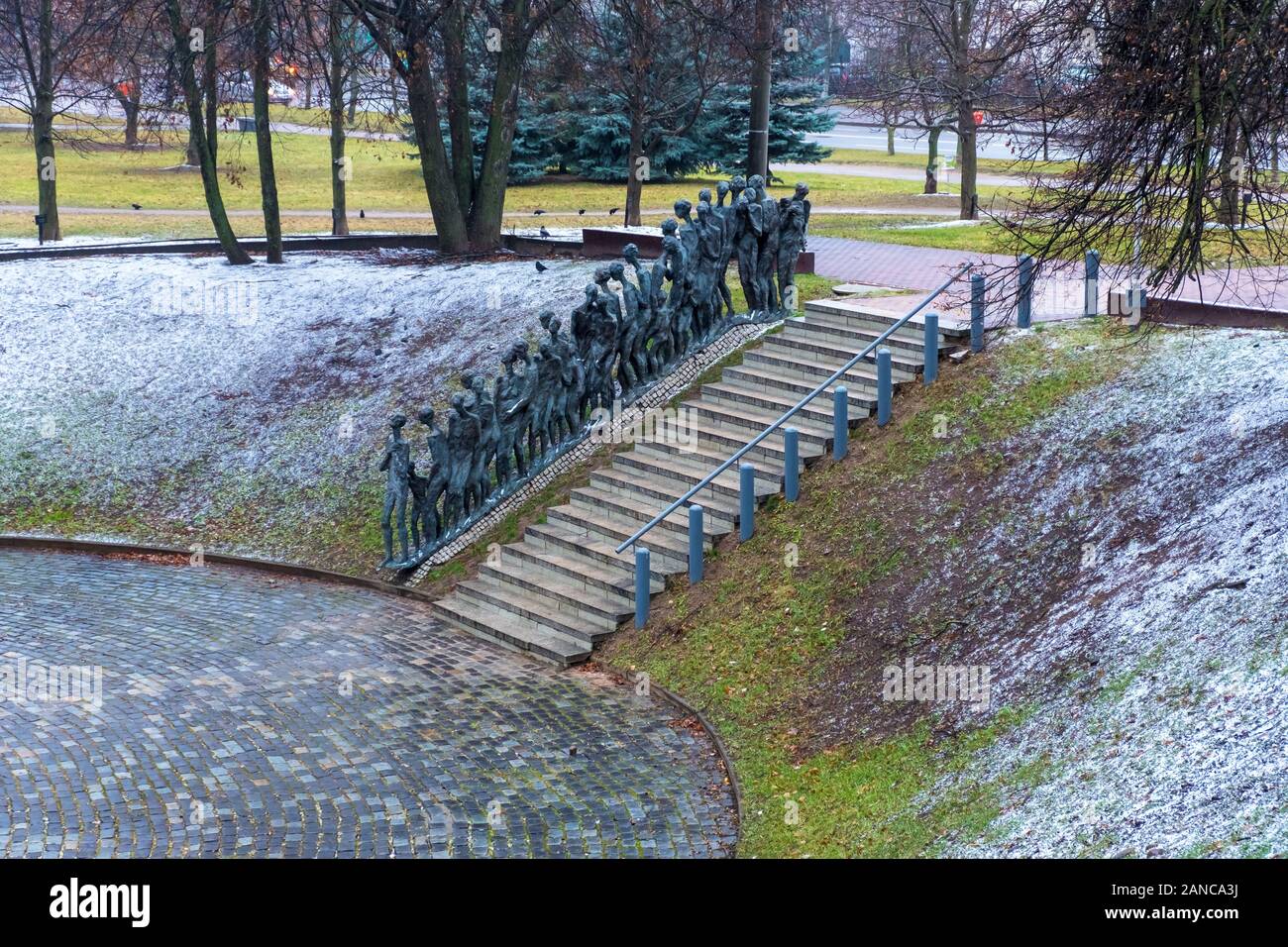 Minsk, Belarus - December, 14, 2019: Yama (the Pit) is Jewish Holocaust Memorial, massacre site of Jews killed by Nazis on that spot in 1942, Minsk Stock Photo