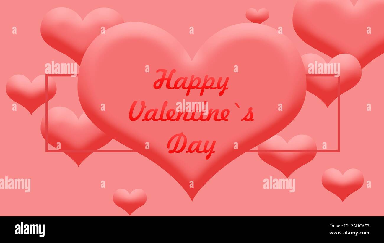 Happy Valentines Day red card with hearts illustration Stock Photo - Alamy