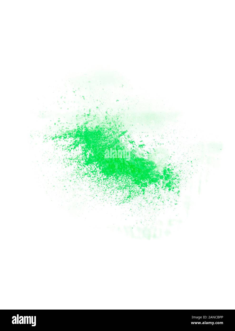 Green explosion isolated on white background. Abstract splash in motion