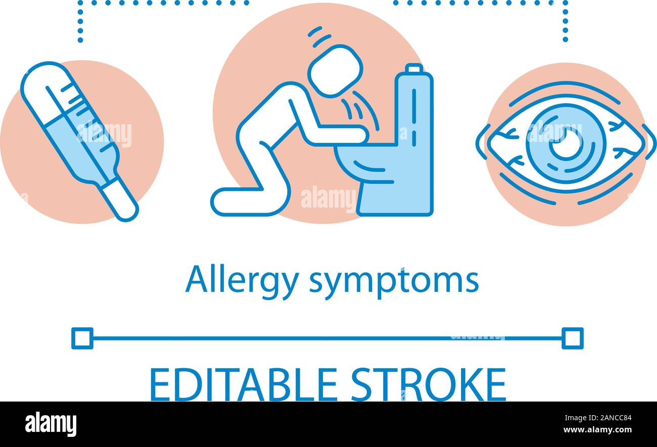 Allergy symptoms concept icon. Organism reactions to allergens idea