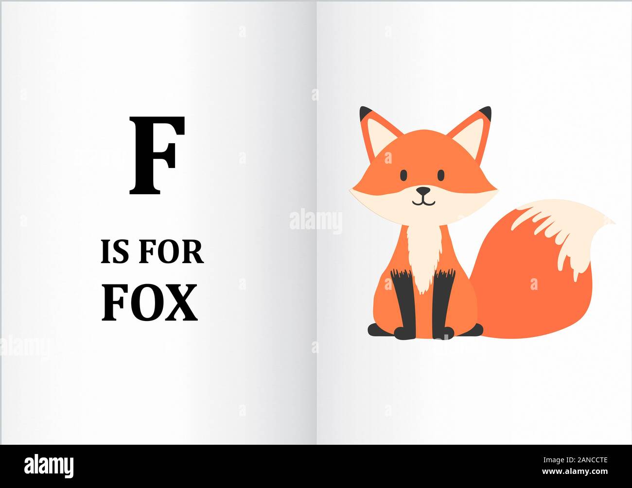 Letter F with a fox image for preschool Stock Photo - Alamy