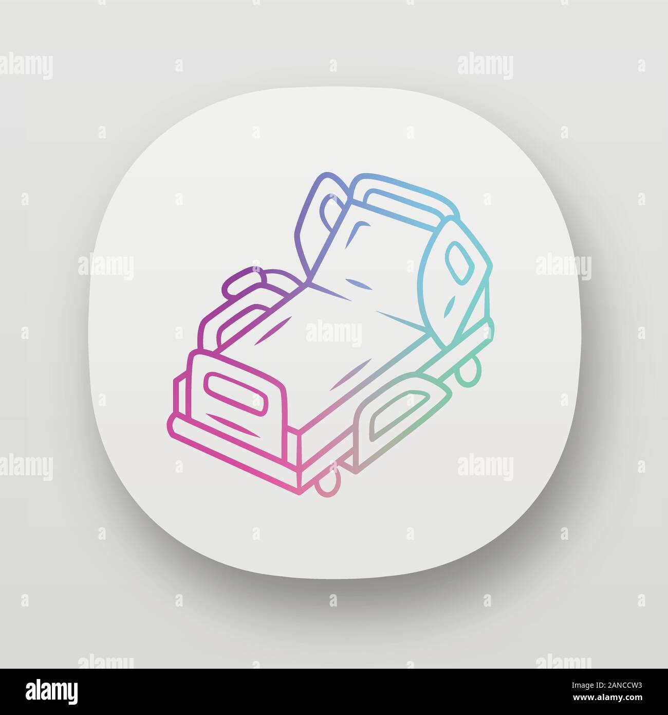 Motorized, electric hospital bed app icon. Device for physically