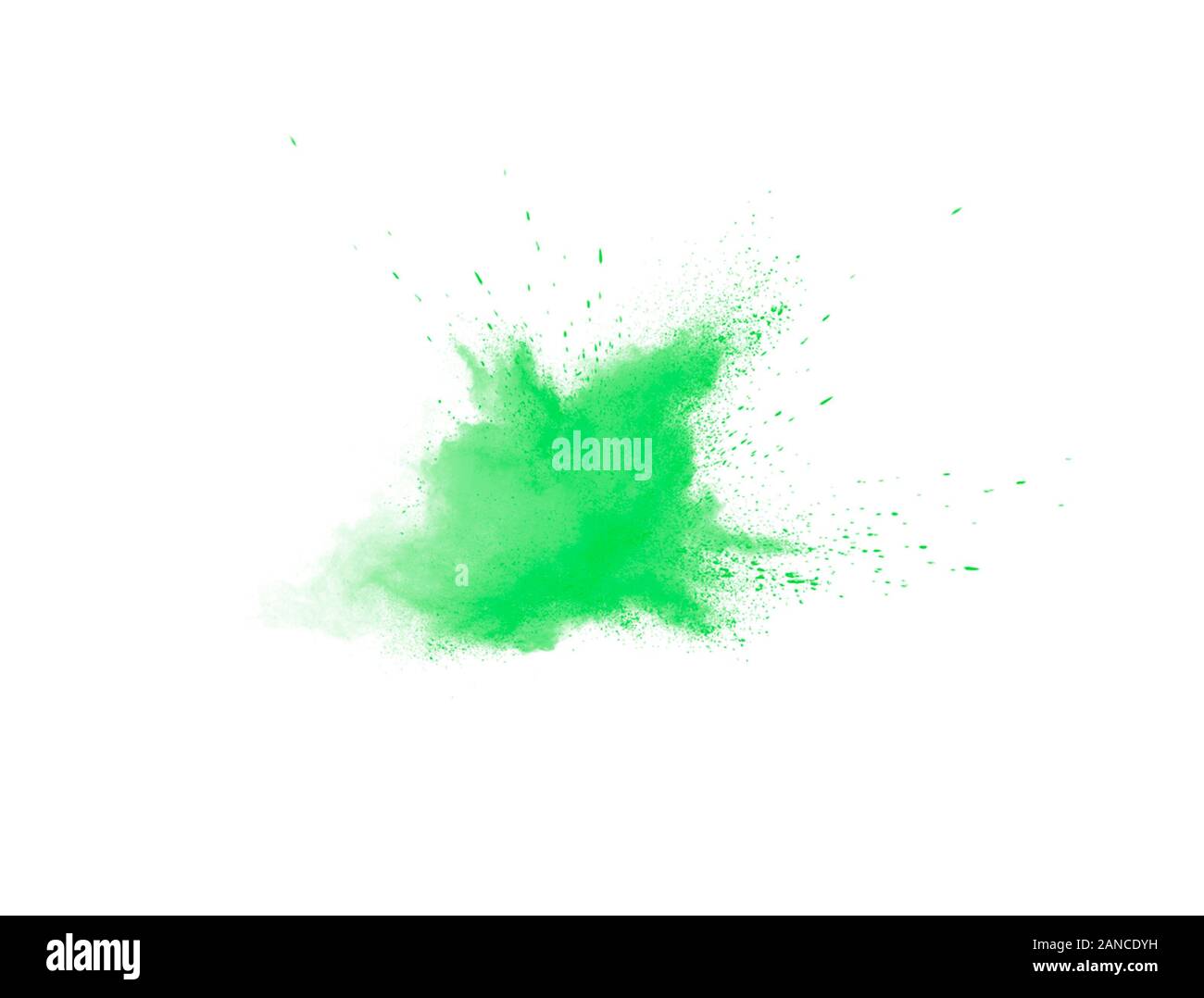 Green explode in motion isolated on white Stock Photo