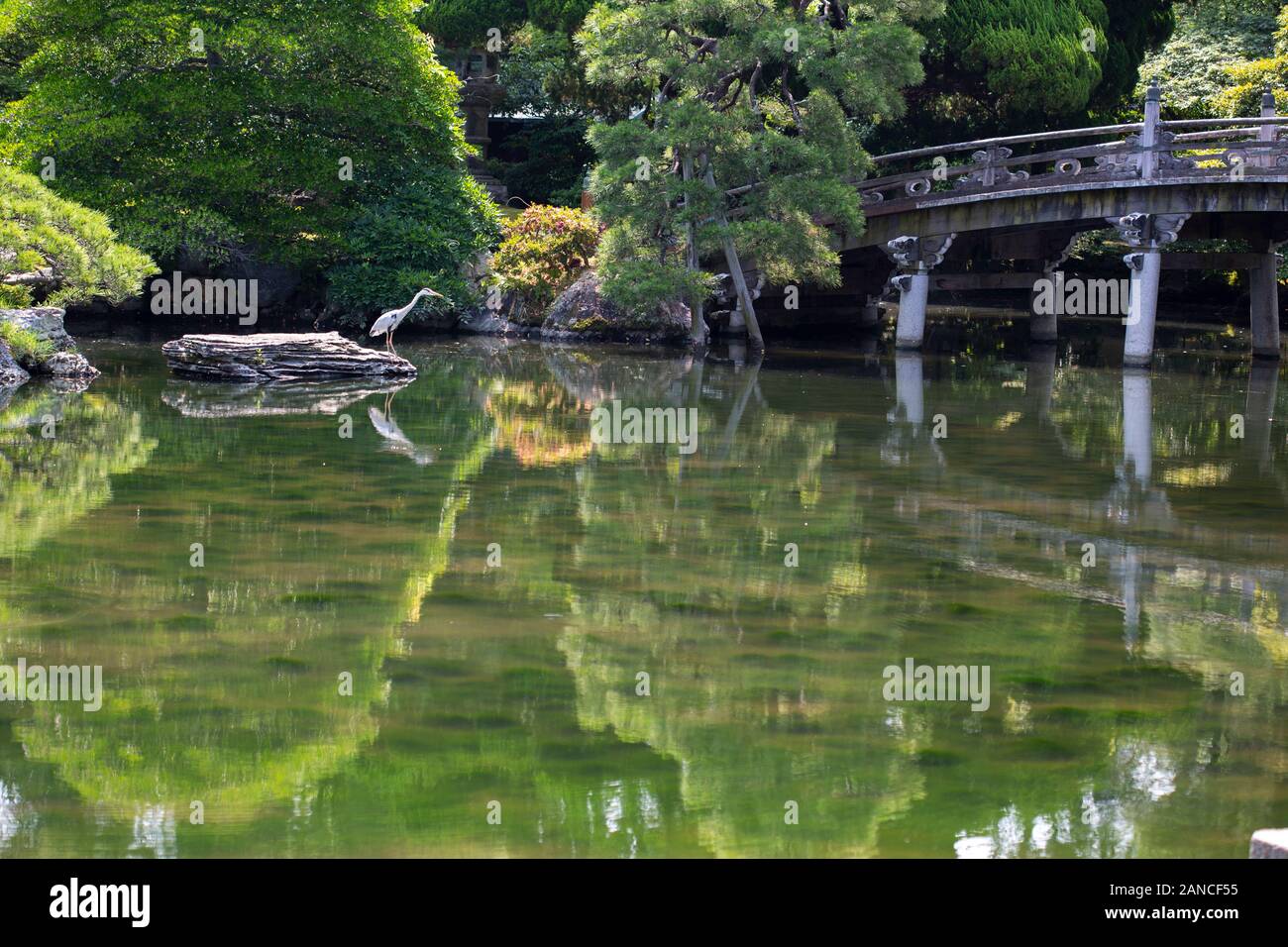 Design elements from the garden and grounds of the Imperial Palace in Kyoto, Japan Stock Photo