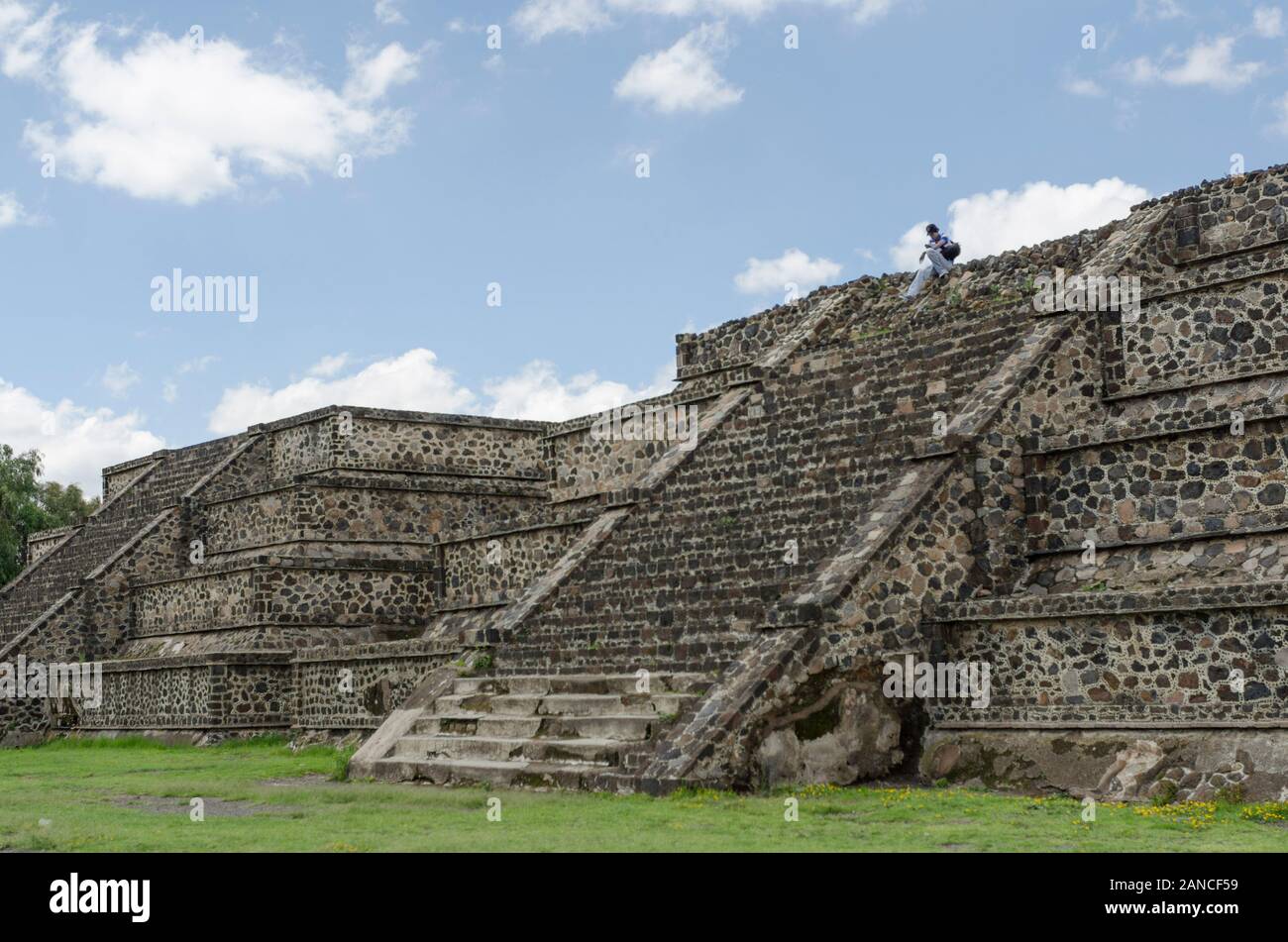 Platforms along the Avenue of the Dead showing the talud-tablero architectural style, in Teotihuacan, an ancient Mesoamerican city located in a sub-va Stock Photo