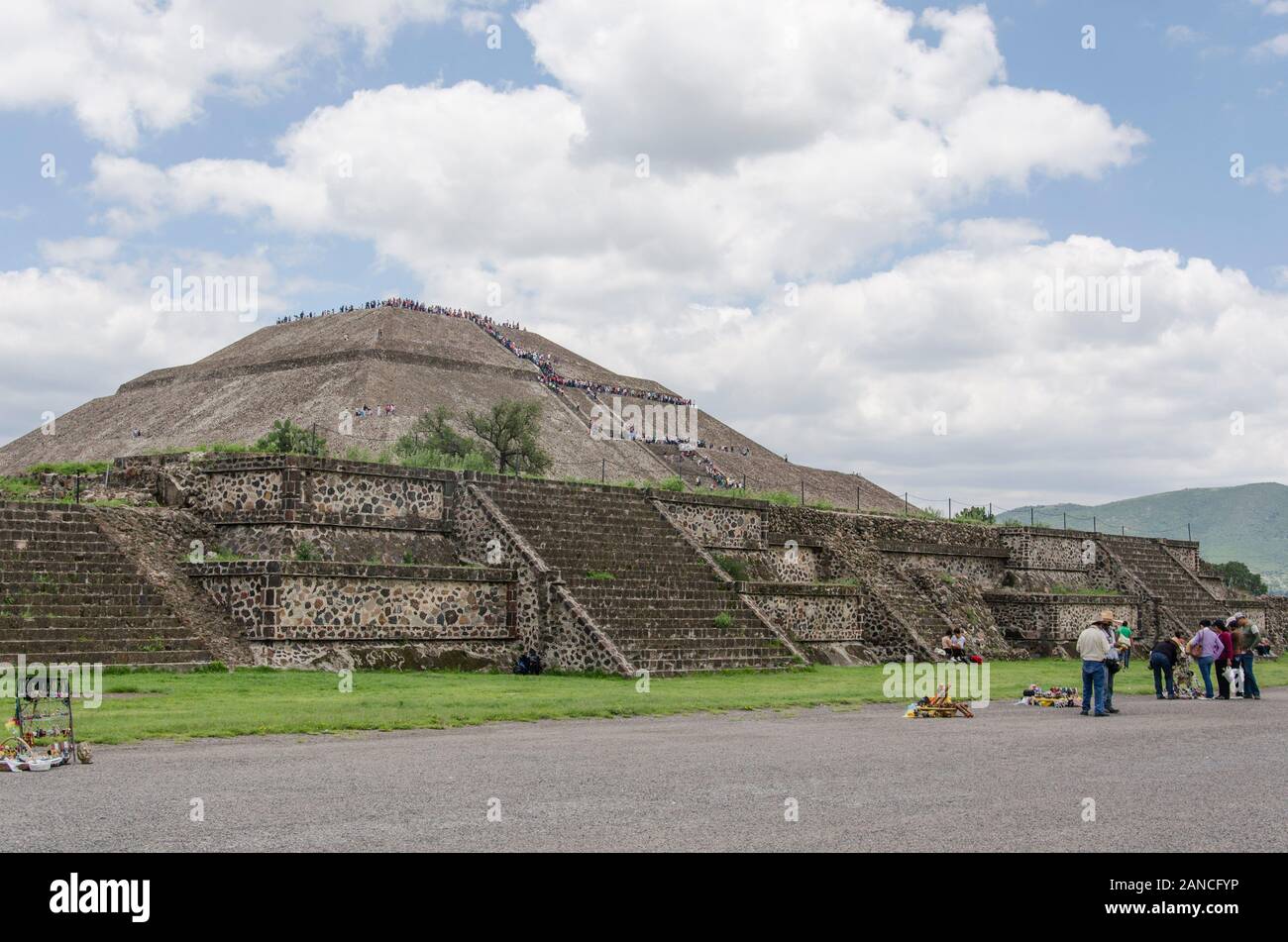 Pyramid of the Sun in Teotihuacan, an ancient Mesoamerican city located in a sub-valley of the Valley of Mexico Stock Photo