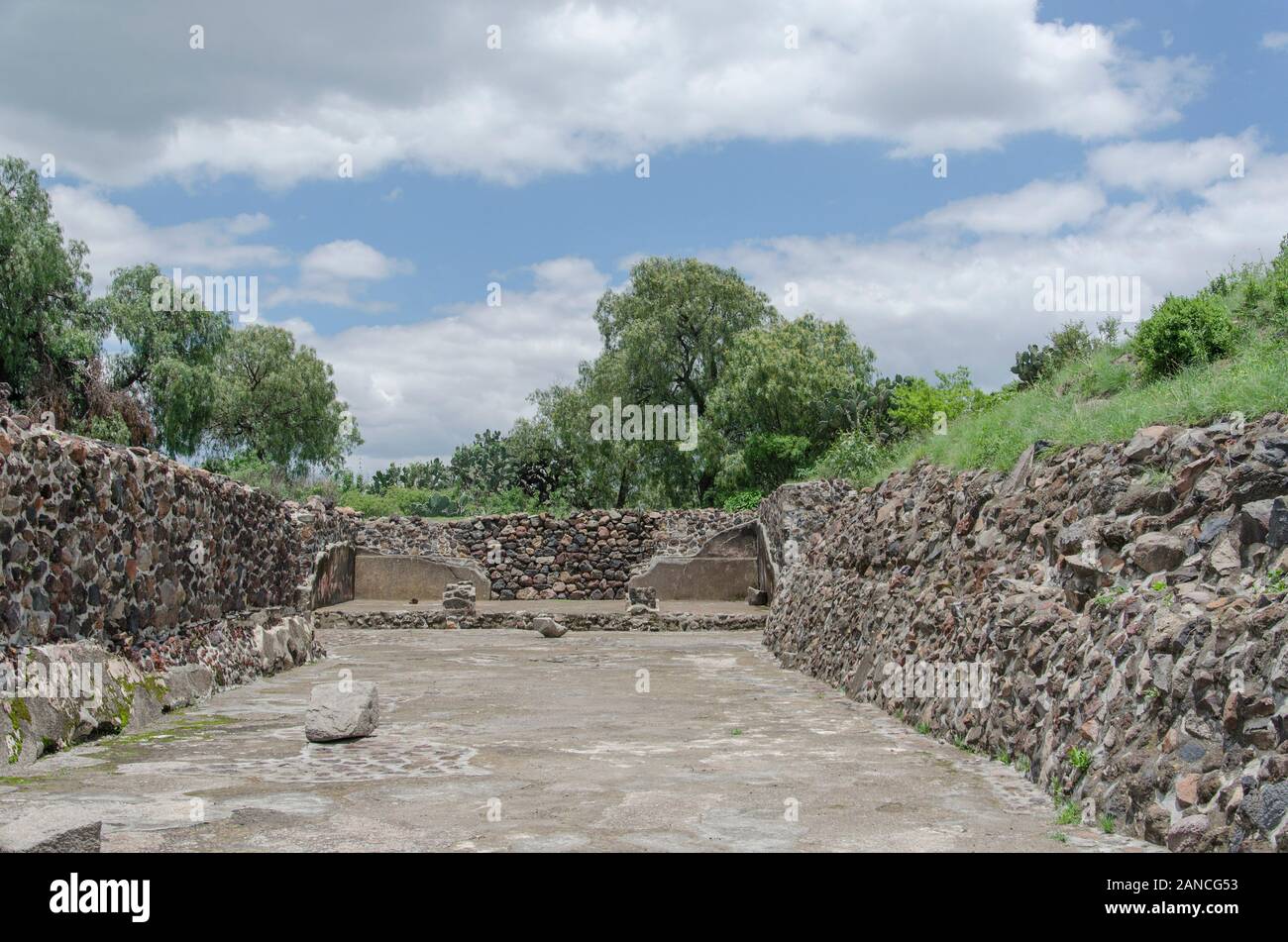 Prehispanic ruins in Teotihuacan, an ancient Mesoamerican city located in a sub-valley of the Valley of Mexico Stock Photo