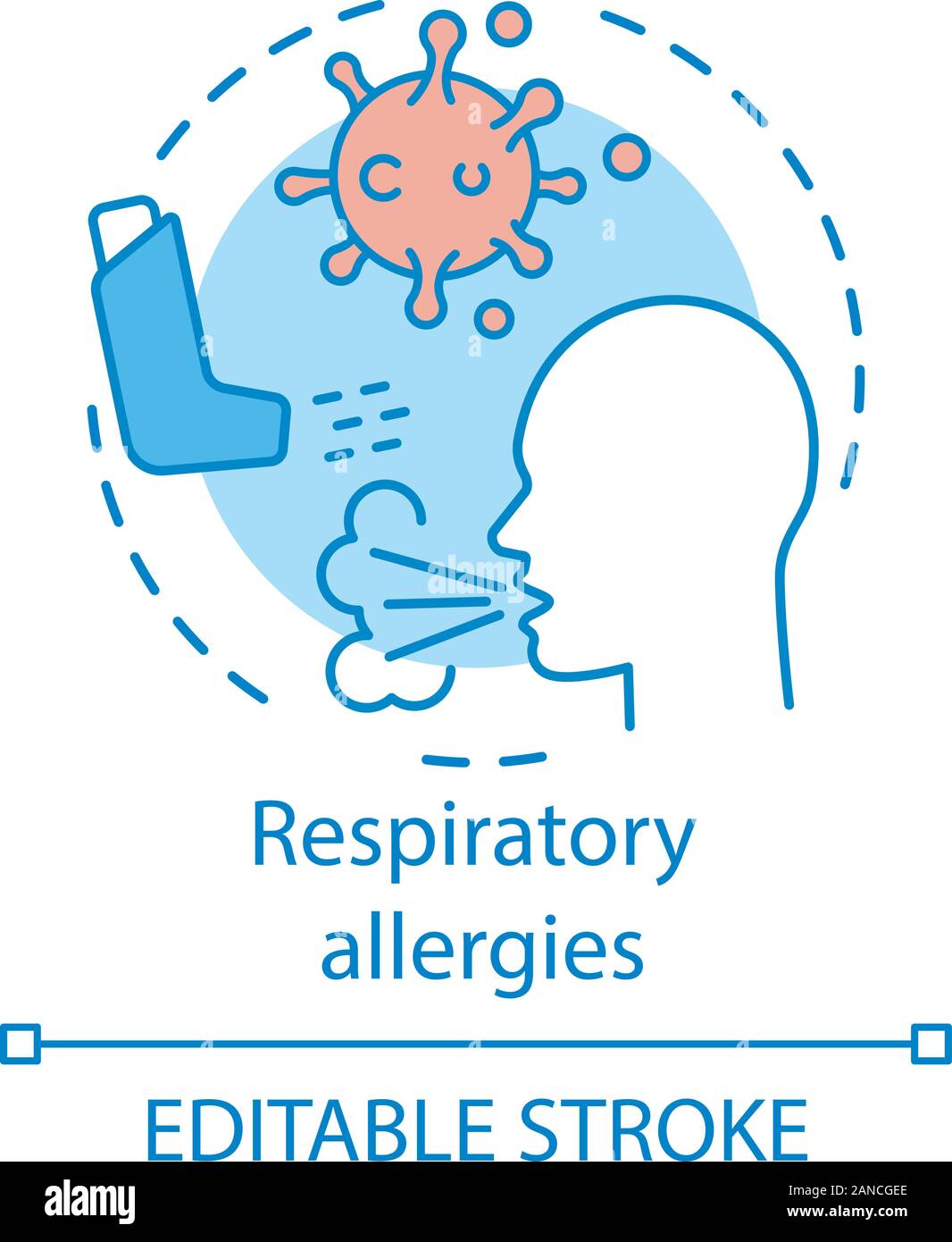 Respiratory allergies concept icon. Airborne allergic diseases idea