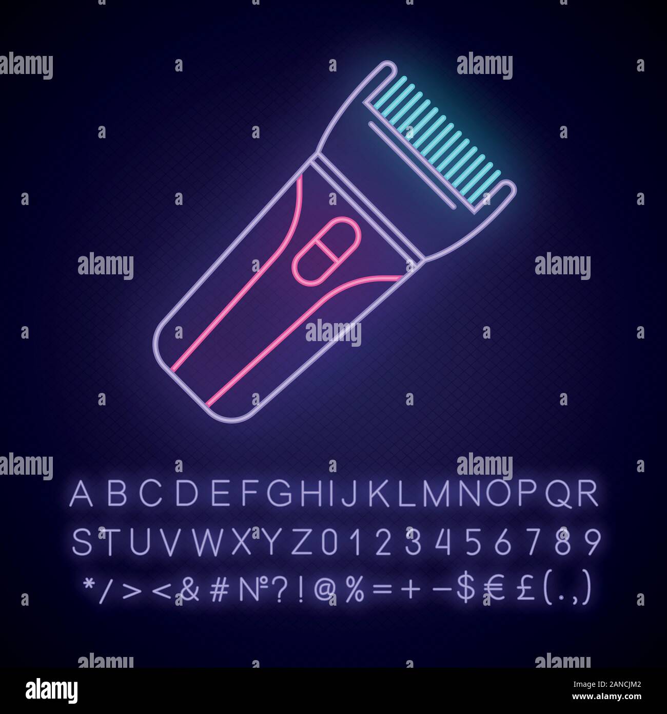 Hair clipper neon light icon. Electric hair trimmer. Haircutting