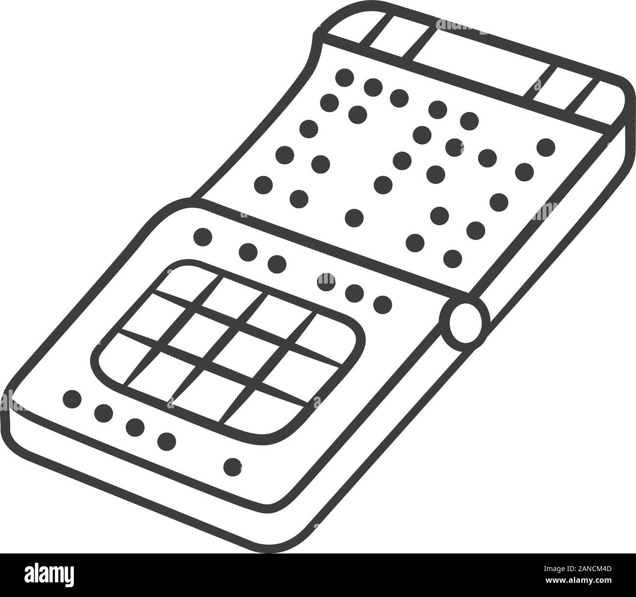 Braille print smartphone linear icon. Phone with braille, tactile