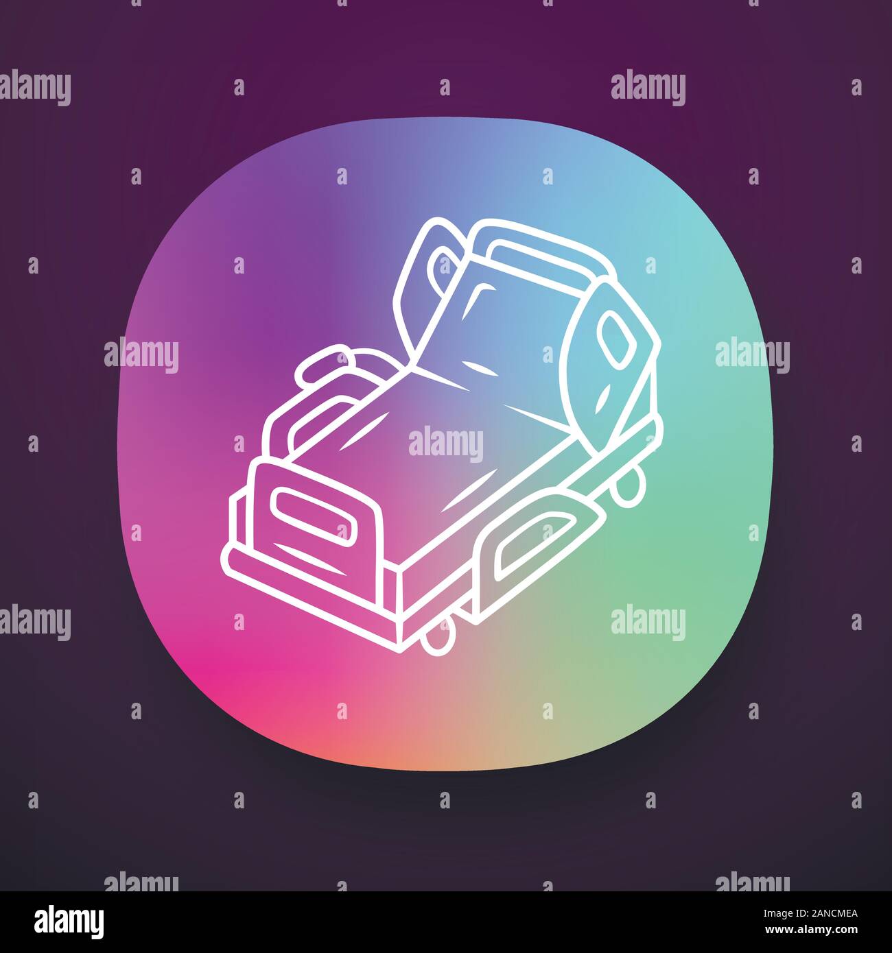 Motorized, electric hospital bed app icon. Device for physically