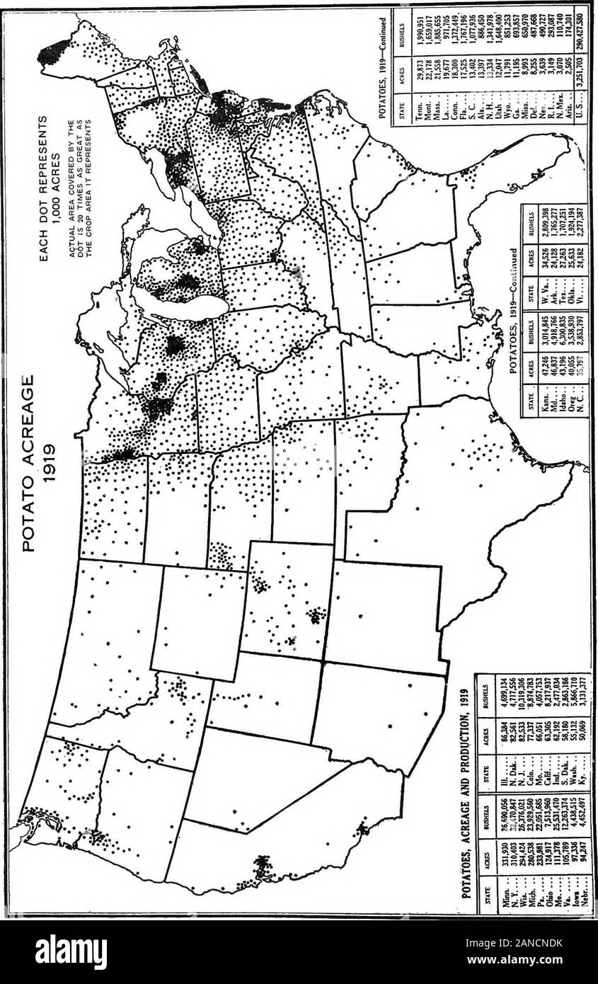 A graphic summary of American agriculture, based largely on the census of 1920 ... . ,463 2OT2,19!2.1221,76314,082 1 i iitiMii = i lll!Sil3sl i iiiUdiisi i ijilllili i ||||||p.|| i ili;^disi ?J PIG. 48.—Field beans are produced principally In five areas—In western New Yorli andcentral Michigan, where the leading varities are white pea, white medium, and redkidney; on the high plains of New Mexico and eastern Colorado, where the native Mexi-can or pinto bean mostly is grown ; in California, where practically the entire commer-cial crop of limas and nearly half of the crop of white beans is rais Stock Photo