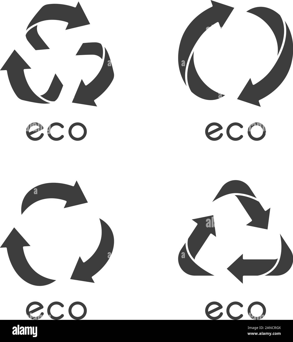 Eco labels glyph icons set. Arrows signs. Recycle symbols. Alternative