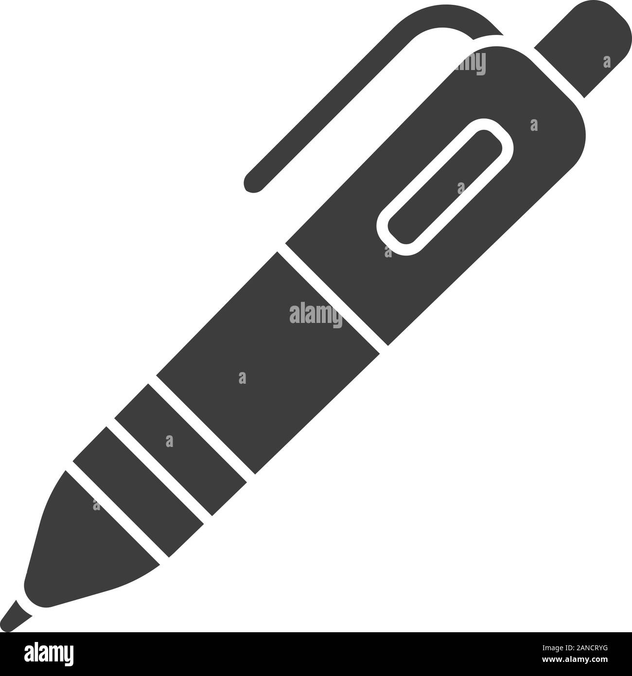 Automatic ballpoint pen glyph icon. Writing tool silhouette symbol ...