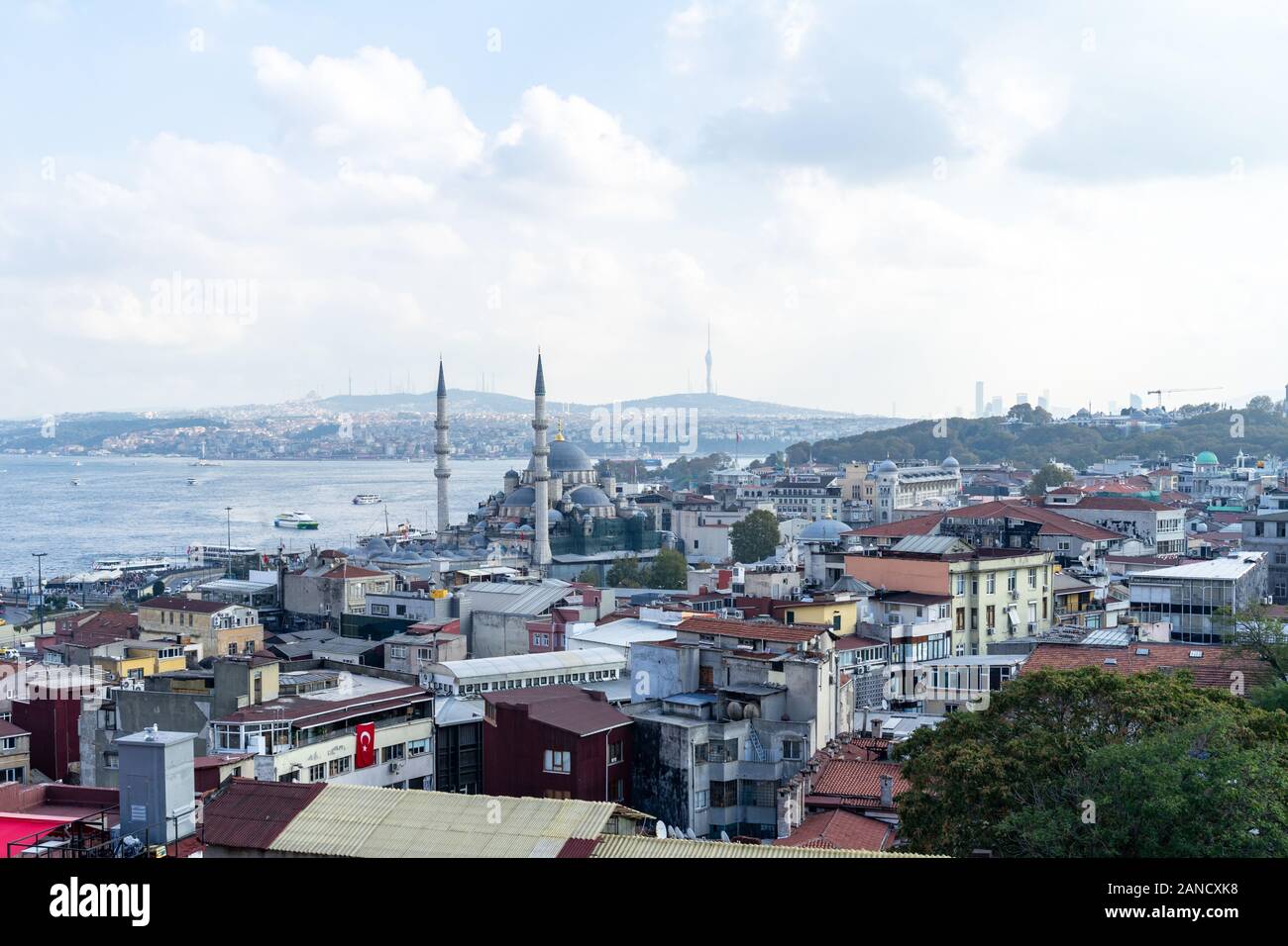 Rooftops and mosques of Istanbul on a sunny fall morning Stock Photo
