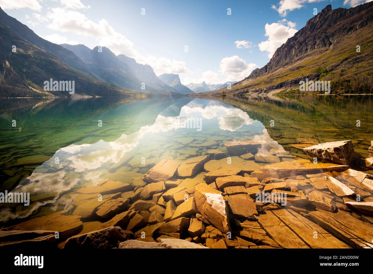 Mountain Reflection In St Mary Lake Glacier National Park Montana mountain-reflection-in-st-mary-lake-glacier-national-park-montana
