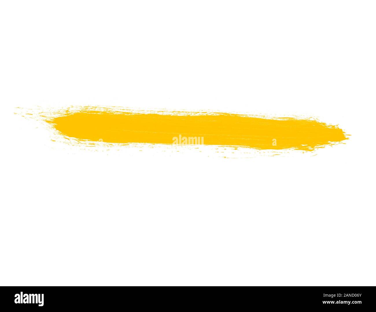 Yellow paint line on white background. Yellow paint brush illustration