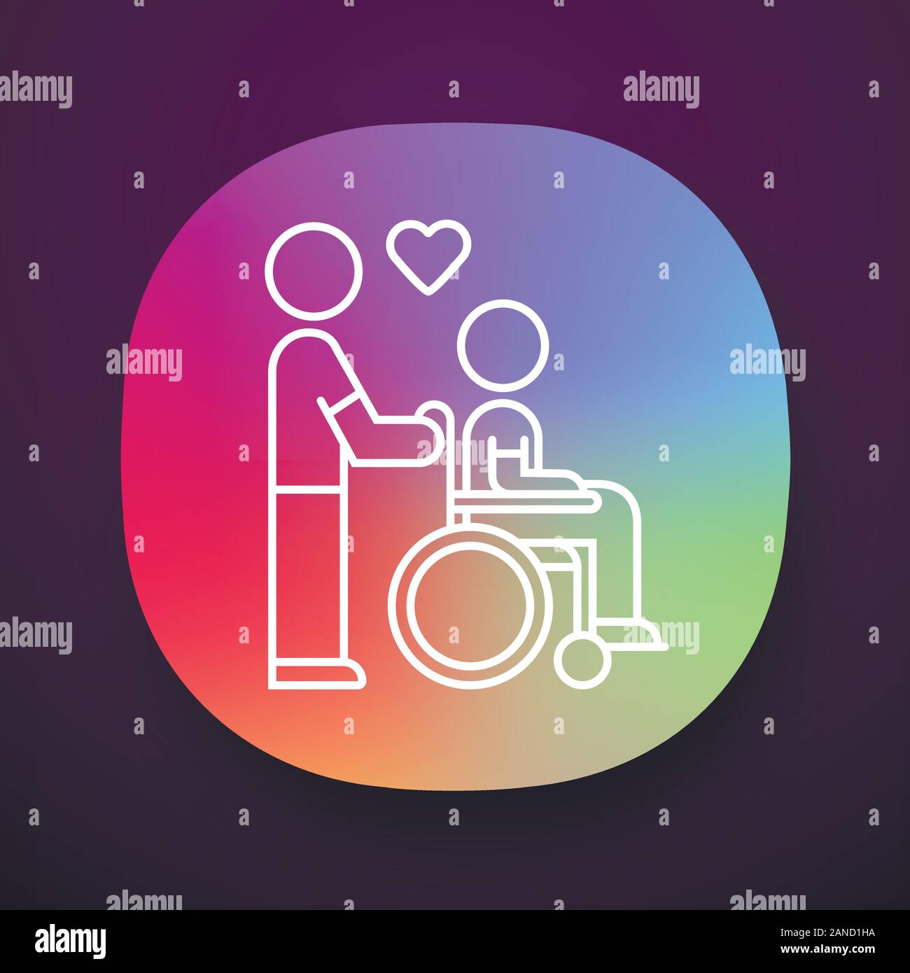 Disabled people help app icon. Volunteer responsibility for handicapped ...