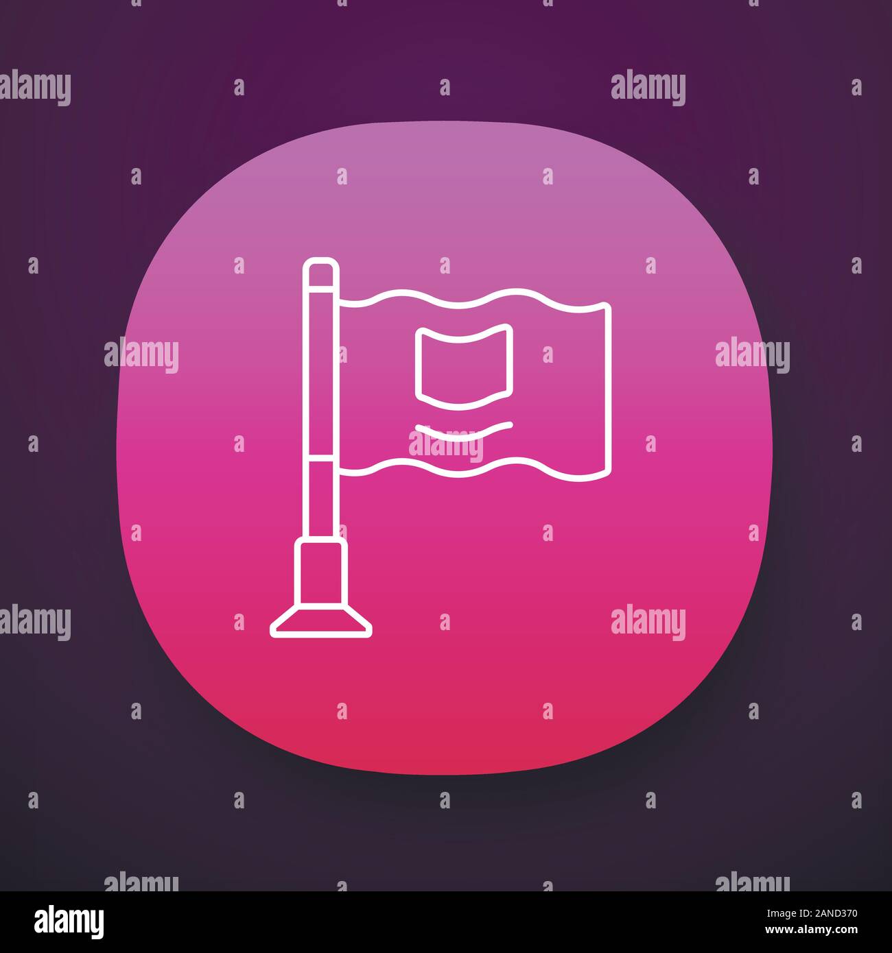 Small waving flag on metal flagpole app icon. UI/UX user interface. Web ...