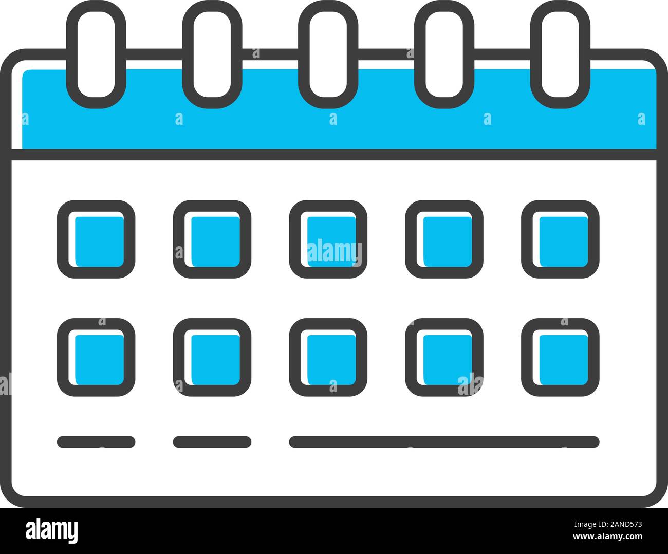 Wall calendar, desk planner color icon. Business scheduler isolated
