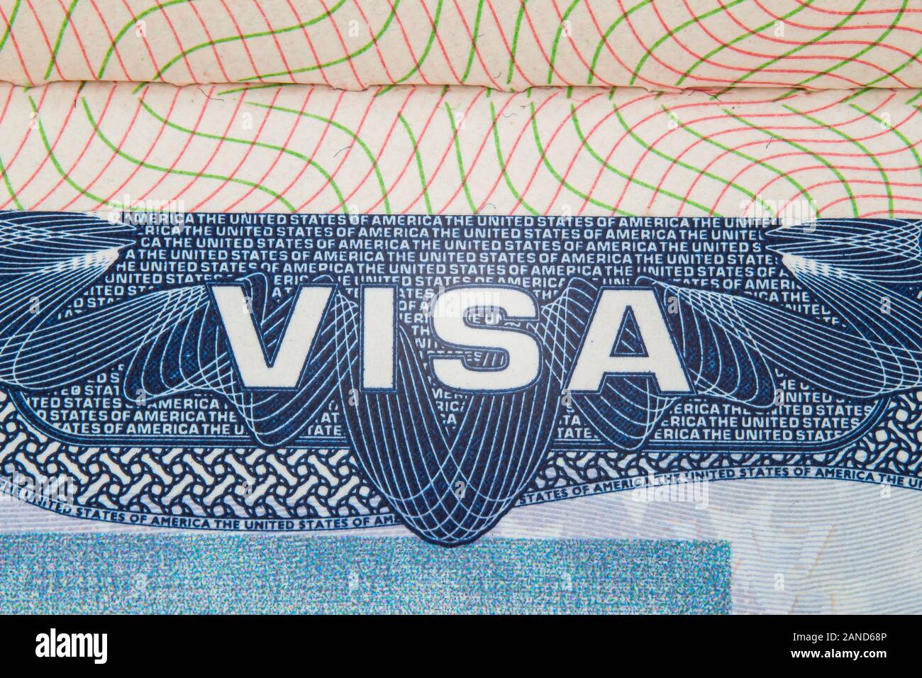 A close up to an American visitor permit on focus on the word VISA Stock Photo