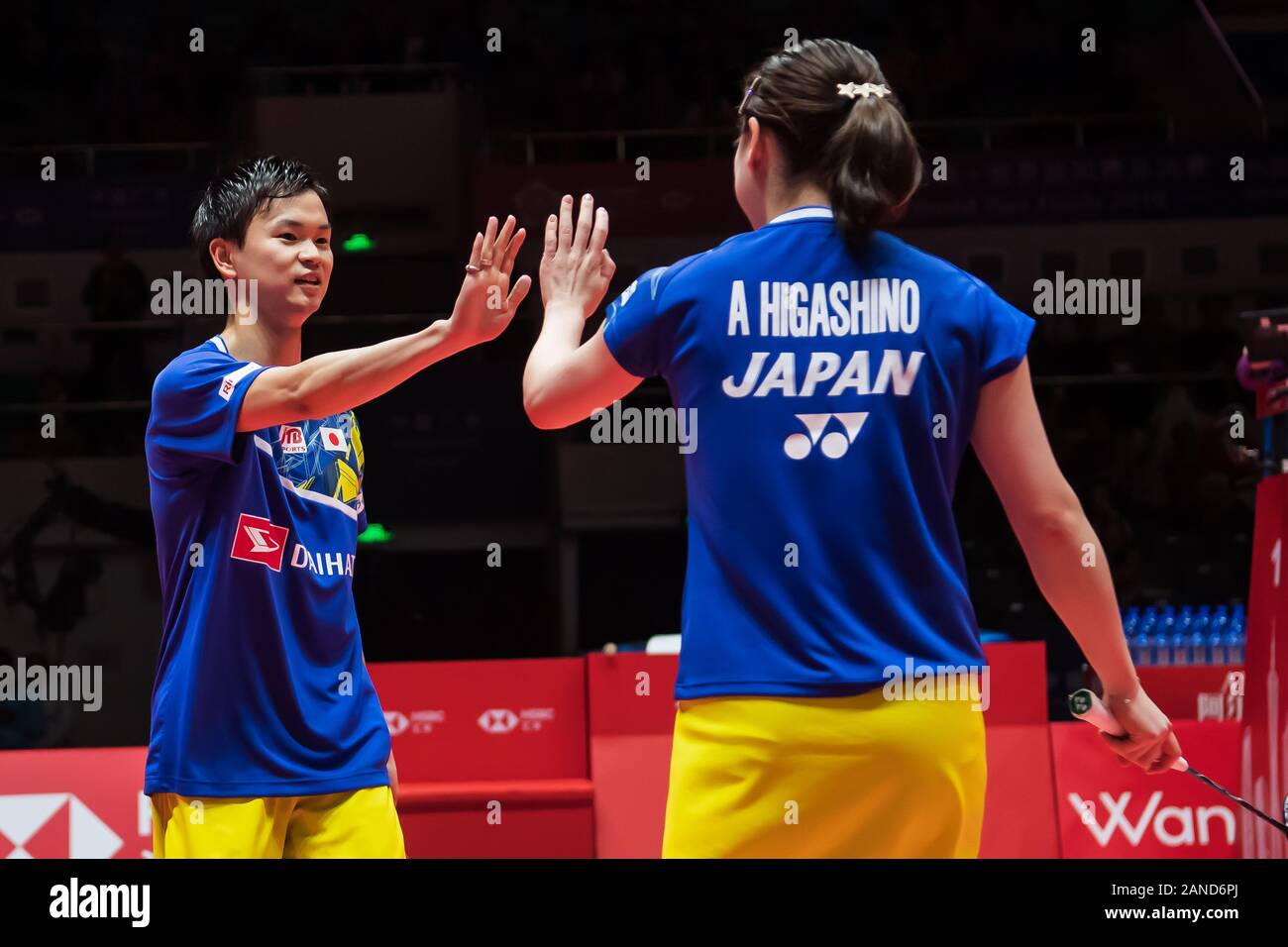 Japanese professional badminton players Yuta Watanabe and Arisa