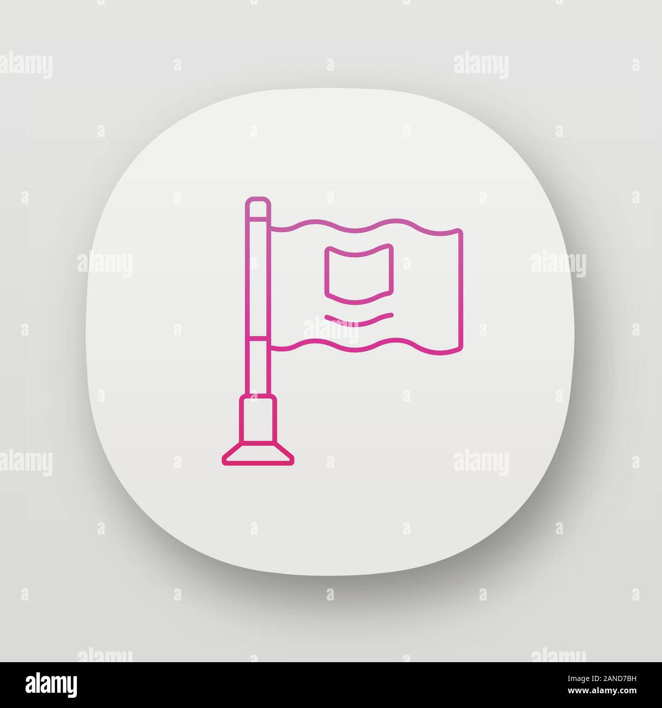 Small waving flag on flagpole app icon. UI/UX user interface. Web or ...