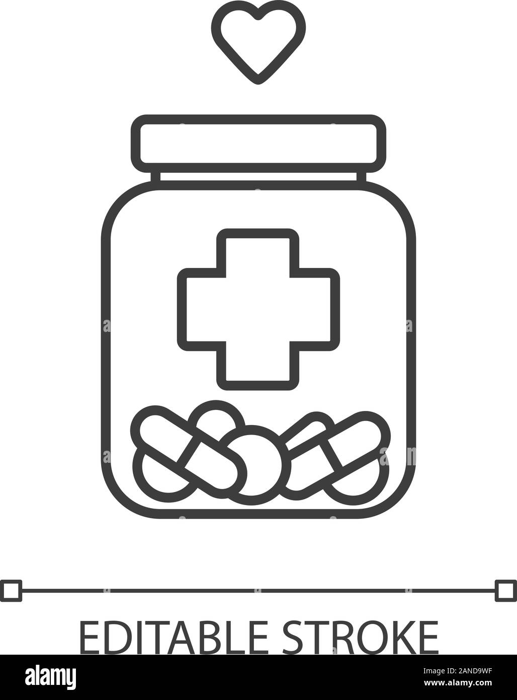 https://c8.alamy.com/comp/2AND9WF/medical-aid-linear-icon-nursing-service-medical-volunteering-course-of-treatment-bottle-with-drugs-heart-thin-line-illustration-contour-symbol-2AND9WF.jpg