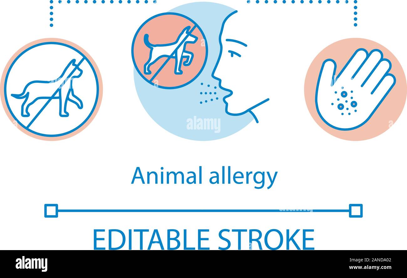 Animal allergy concept icon. Allergic reaction to cats and dogs fur
