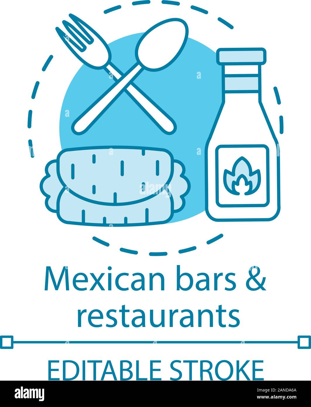 Mexican bars and restaurants concept icon. Kebab, hot pepper sauce