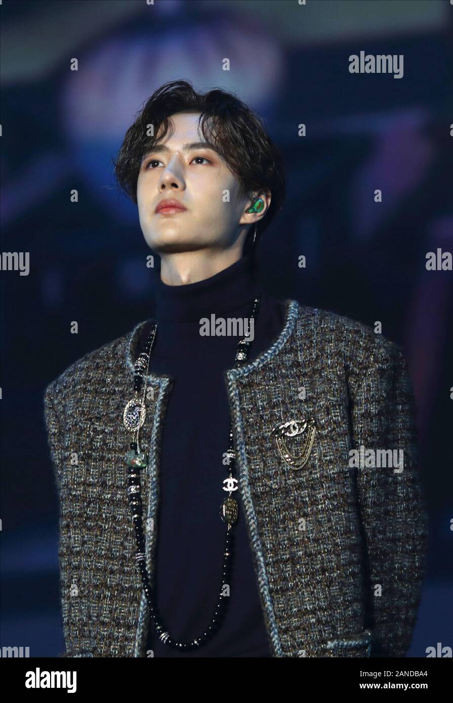 --FILE--Chinese actor and singer Wang Yibo attends the concert of his ...