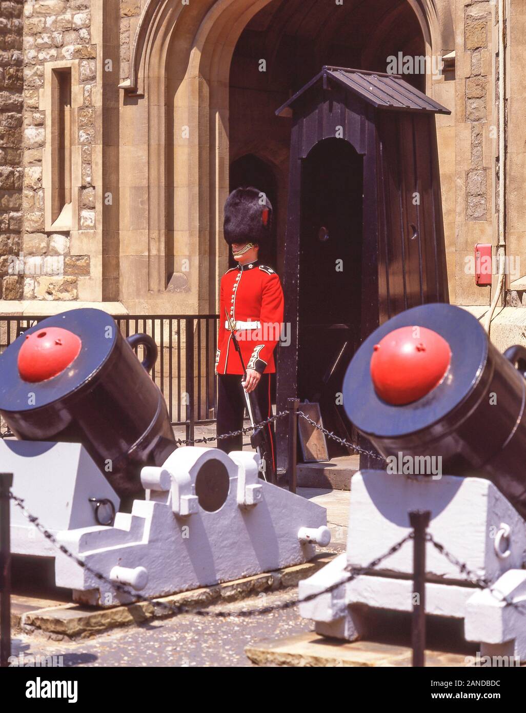 Royal guard at Tower of London, Tower Hill, London Borough of Tower Hamlets, Greater London, England, United Kingdom Stock Photo