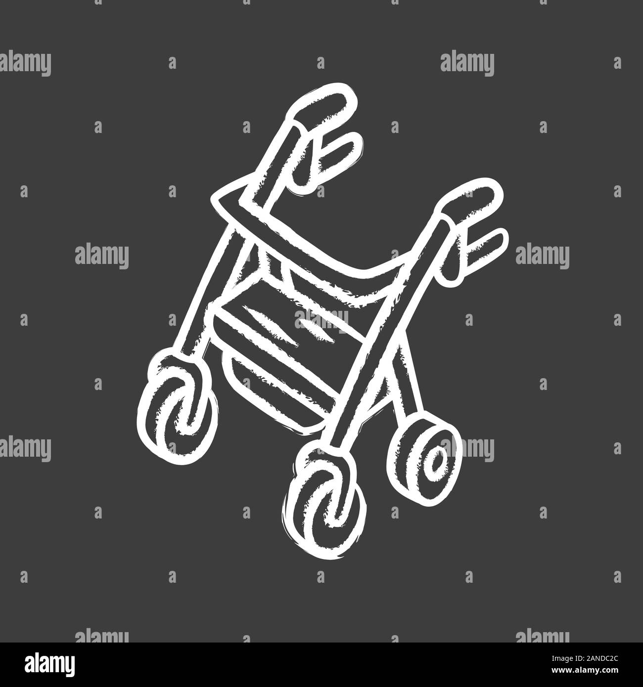 Rollator walker chalk icon. Mobility aid device for physically disabled people. Pensioner, elderly four wheel walker equipment. Rehab, intense recover Stock Vector