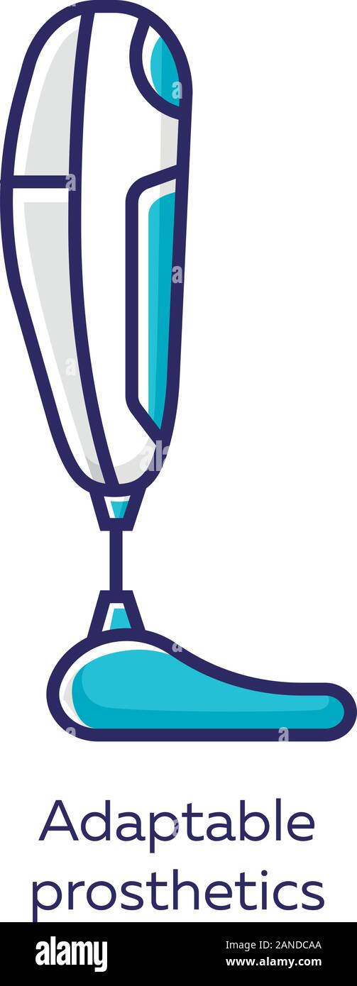 Adaptable prosthetics blue color icon. Missing body part replacing. Mechanical artificial limb