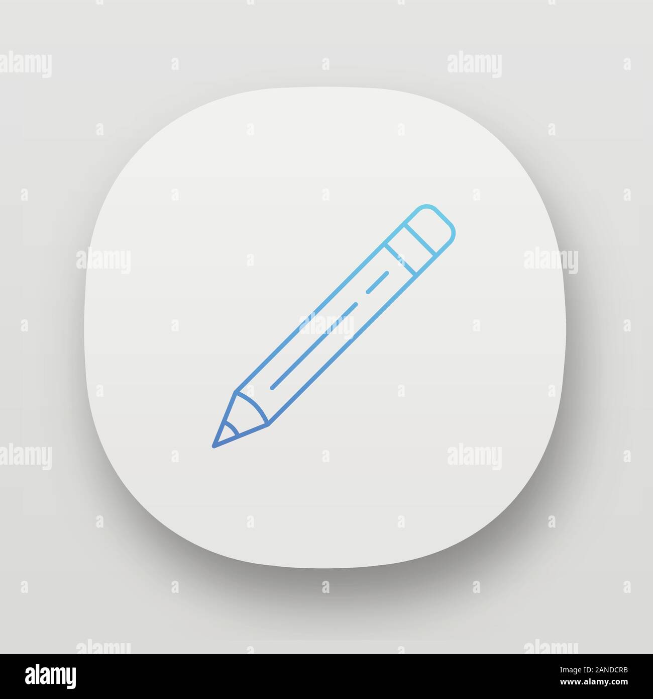 Sharp pencil with rubber, eraser app icon. UI/UX user interface. Web or ...
