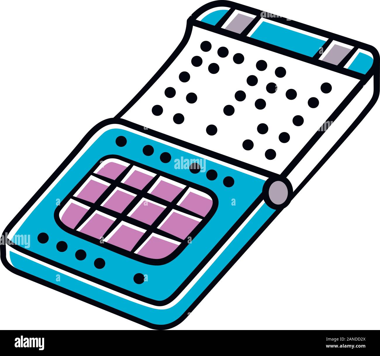 Braille print smartphone color icon. Phone with braille, tactile display, screen. Blind person gadget, technological advancement. Blindness oriented m Stock Vector