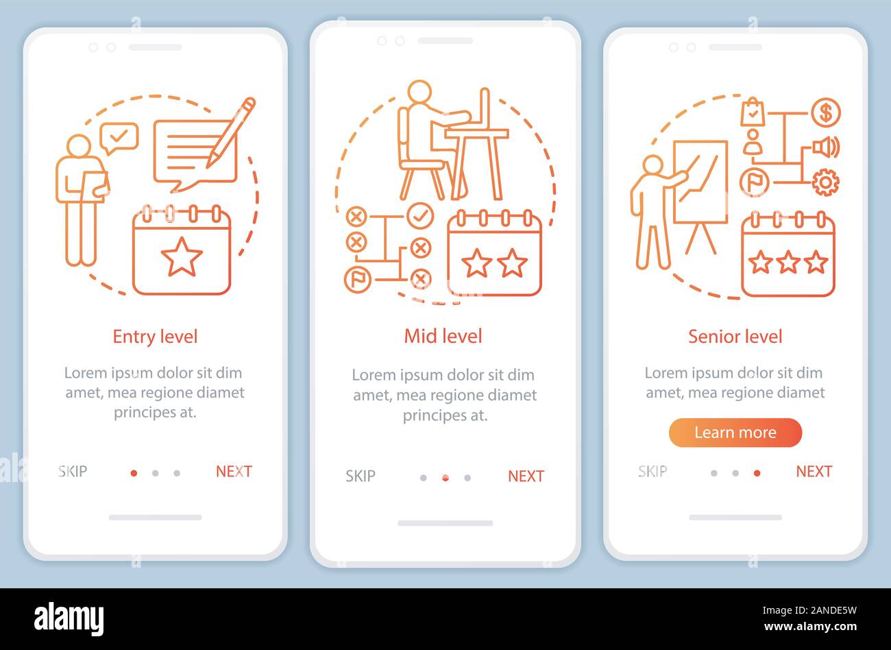 Work experience orange onboarding mobile app page screen vector ...