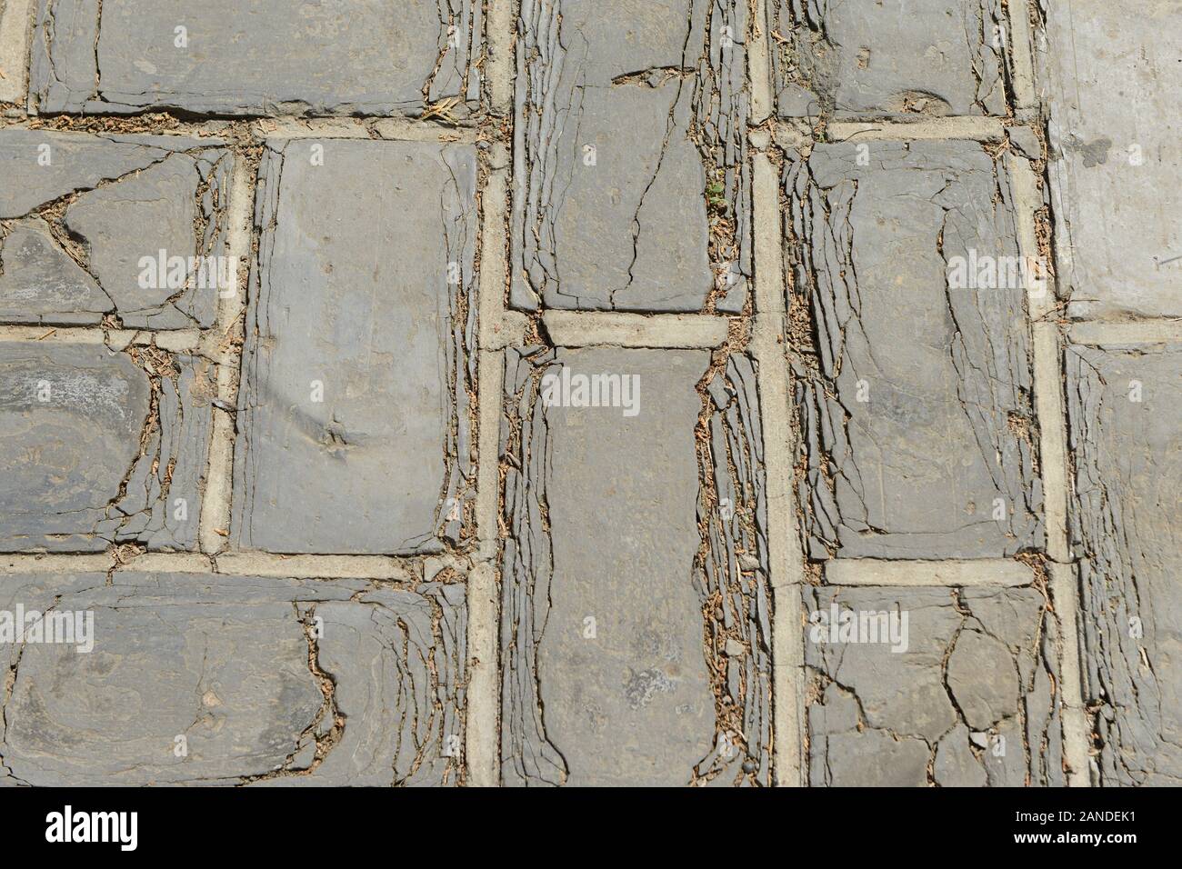 Paving bricks damaged by very heavy use at the Temple of Heaven in Beijing, China Stock Photo