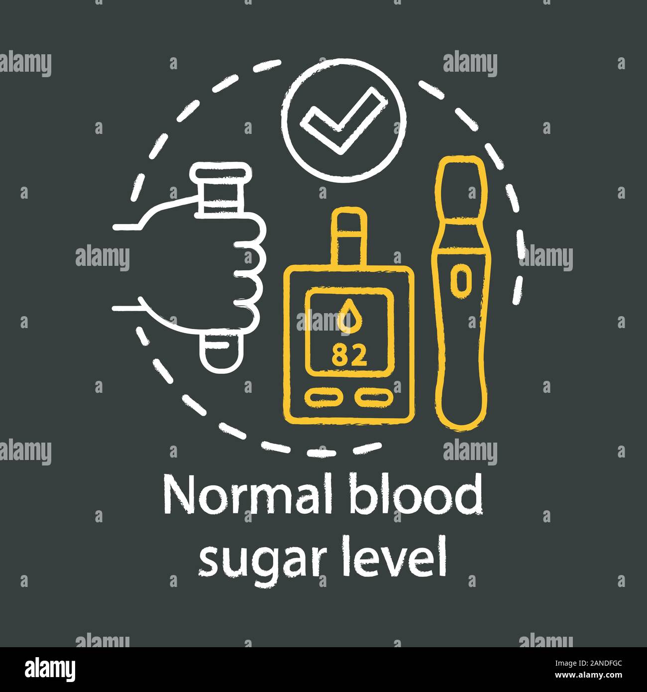 Normal blood sugar level chalk concept icon. Healthy lifestyle idea